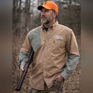 BROWNING Hunting Button Down Shirt Mens Sz Large Outdoorsman Pockets Logo Sturdy